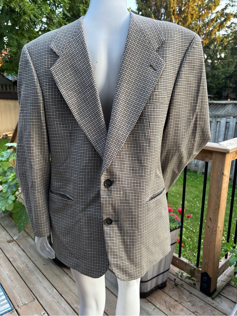 Vintage Gino Salvaggi Silk Wool Blazer 40R | Coffee's Houndstooth Sport Coat